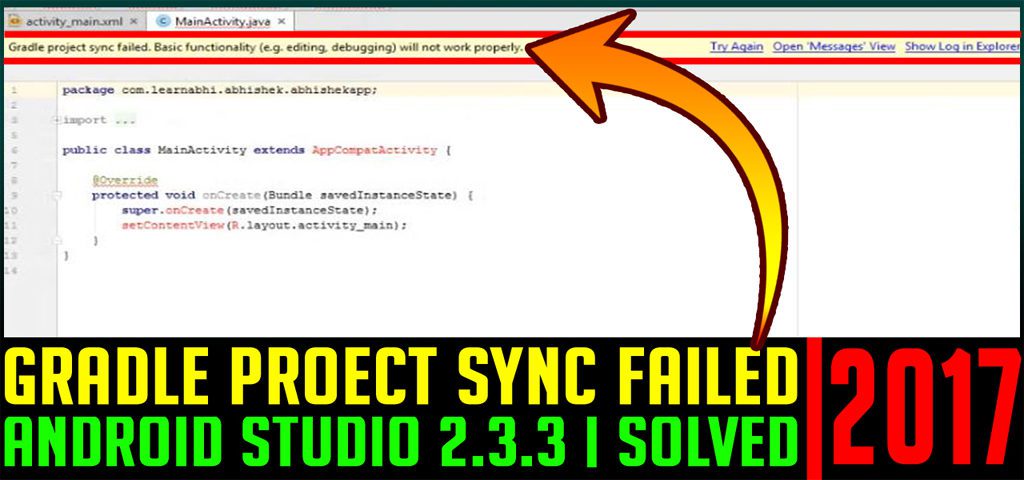 gradle project sync failed