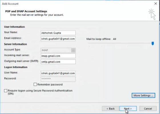 æggelederne jug brysomme How to configure gmail in Outlook 2013 | Gmail IMAP and POP settings for  outlook