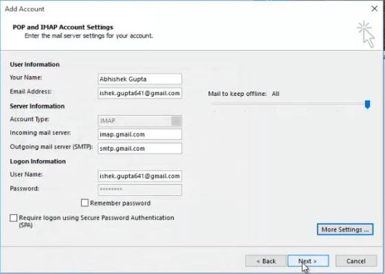 How to gmail in 2013 | Gmail IMAP and POP settings for outlook