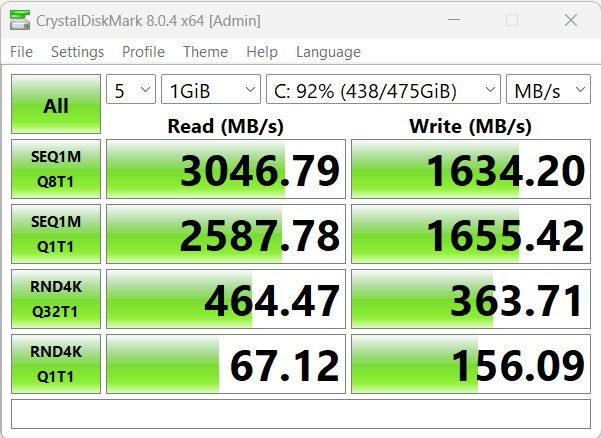 lenovo ideapad gaming 3 crystaldisk mark test