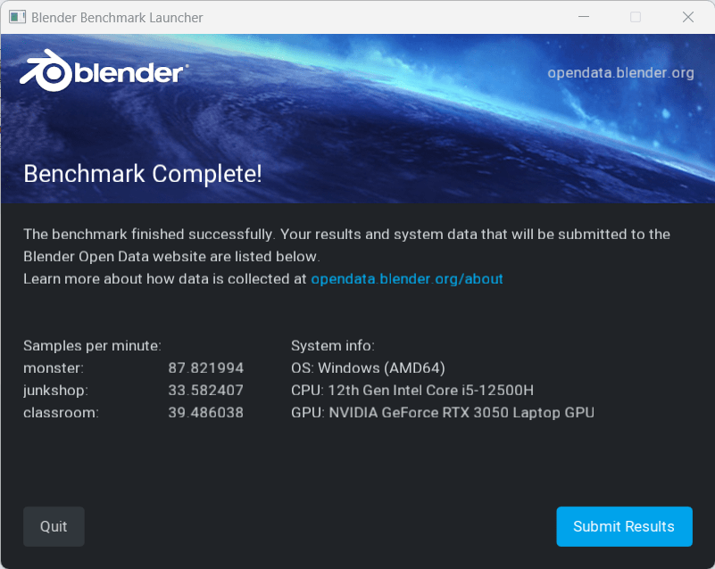 Dell G15 Blender Test
