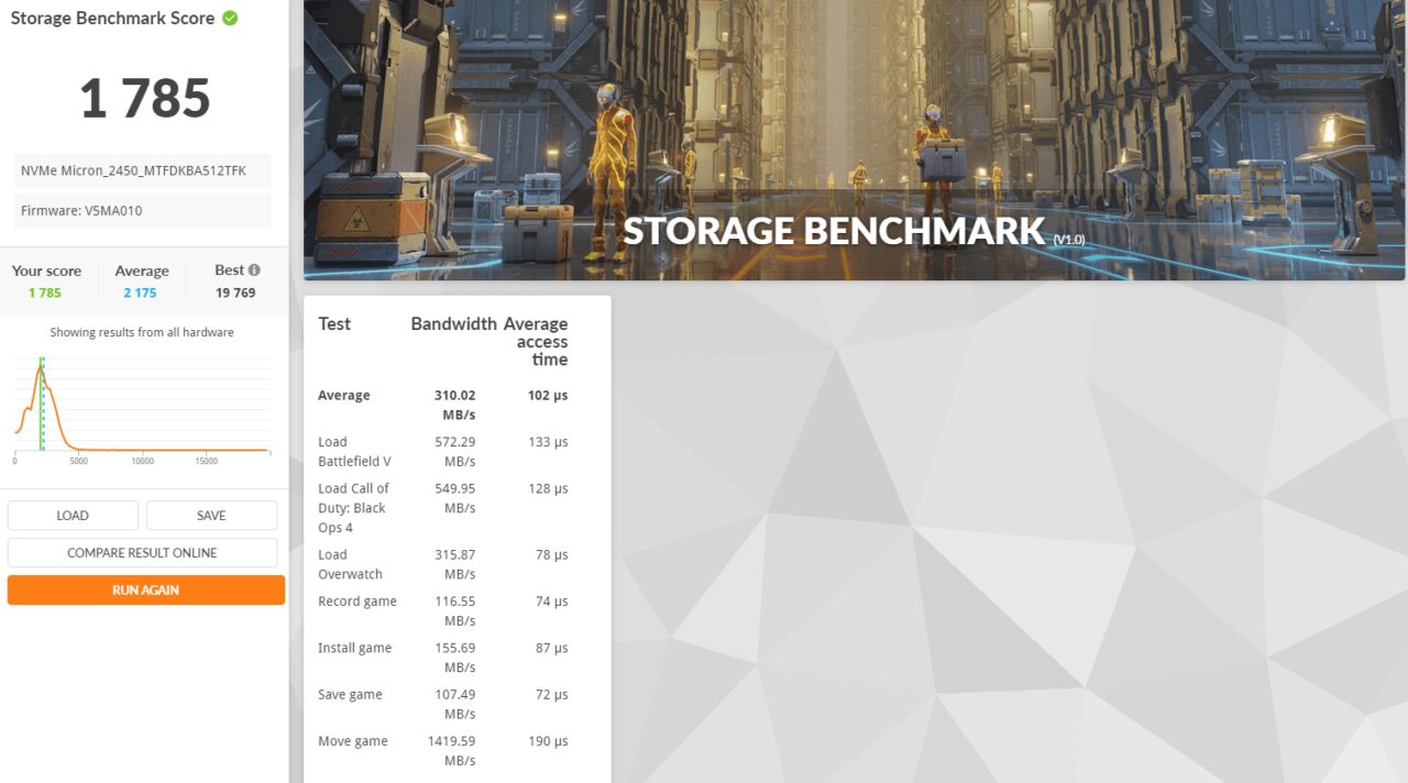 Asus Vivobook 3D Mark Storage Test